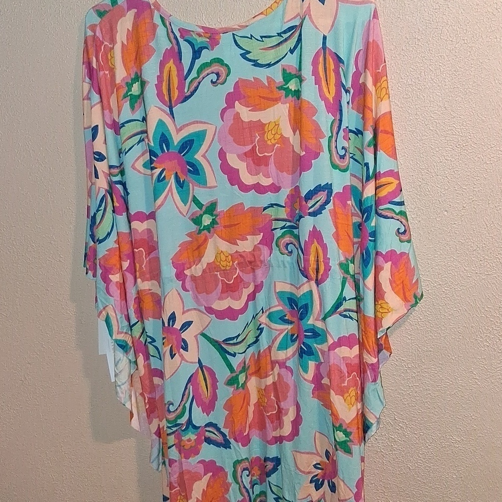 NWT LA BLANCA Breezy Beauty V-Neck Caftan Resort Wear Beach Swim L - Picture 7 of 7